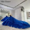 Gorgeous Blue Quinceanera Dress Tiered Applique Beaded Pearl Gown